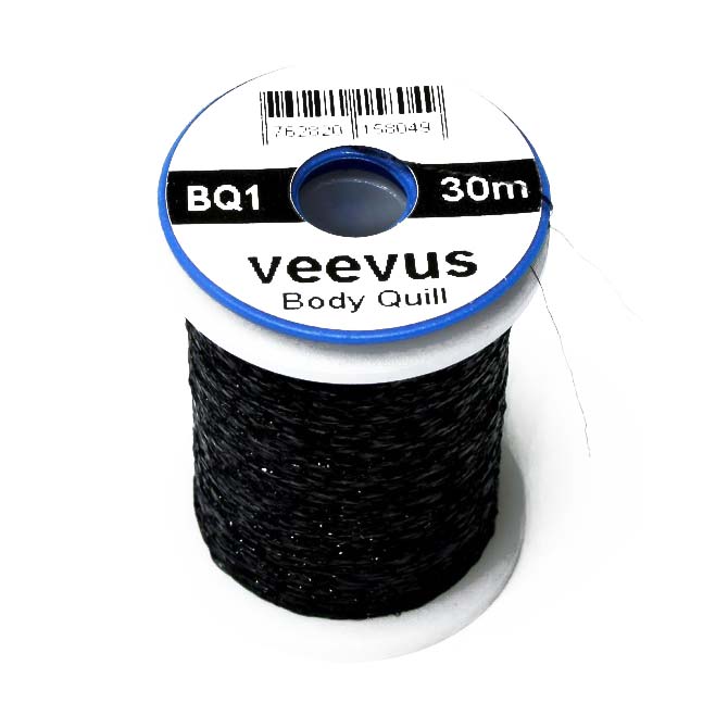 Veevus Body Quill - Sort Tinsel til Fiskeri