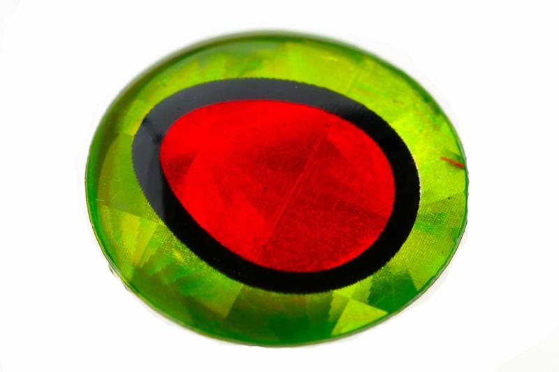 3D Epoxy Øjne - Chartreuse med Rød Pupille