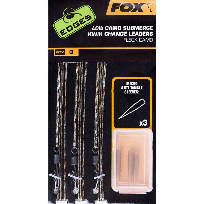 40lb Camo Submerge Kwik Change Leaders Fleck Camo fra Fox