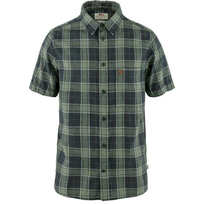 ãvik Travel Shirt Ss Dark Navy Patina Green fra Fjällräven